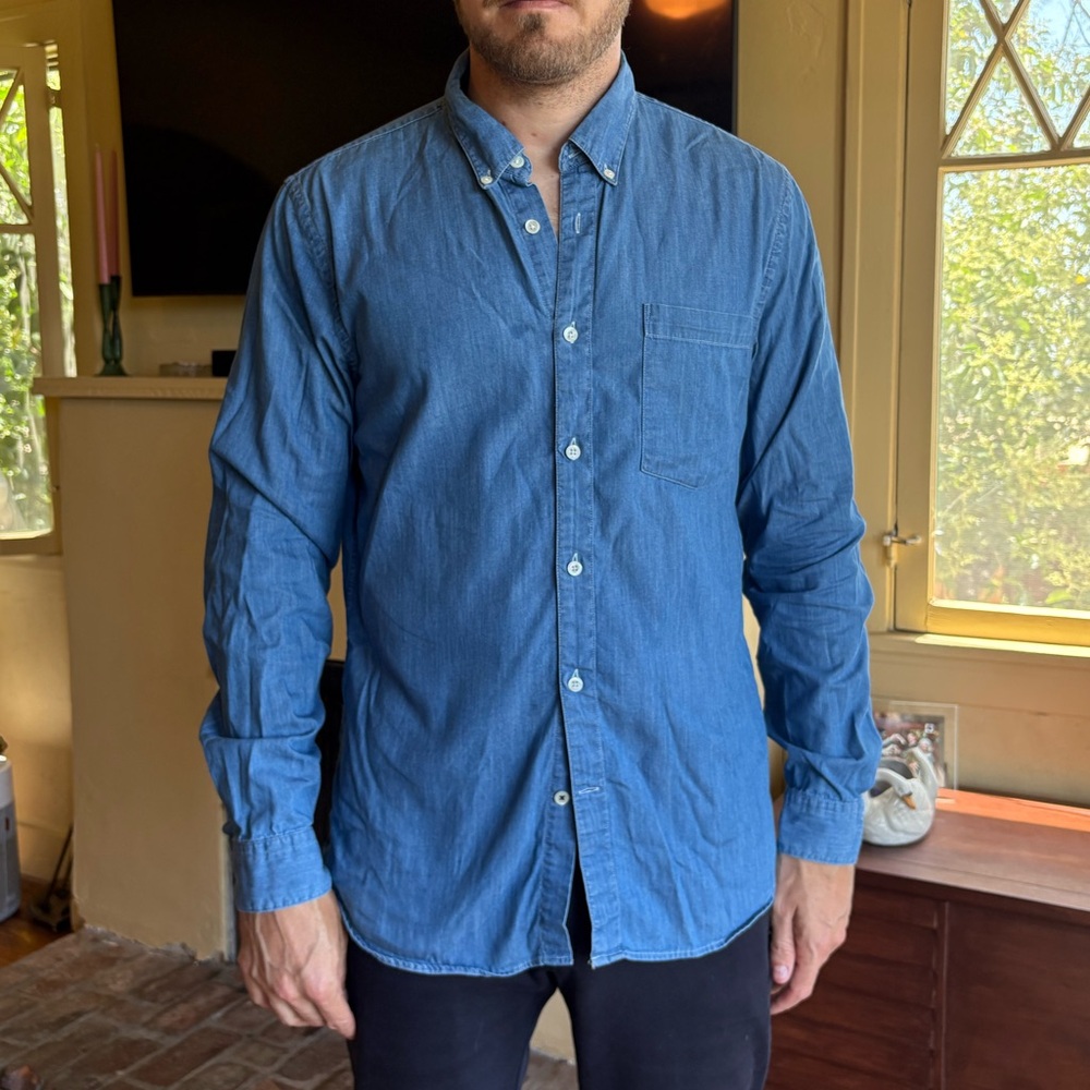 NN07 Blue Casual Button Down Shirt with Classic Collar